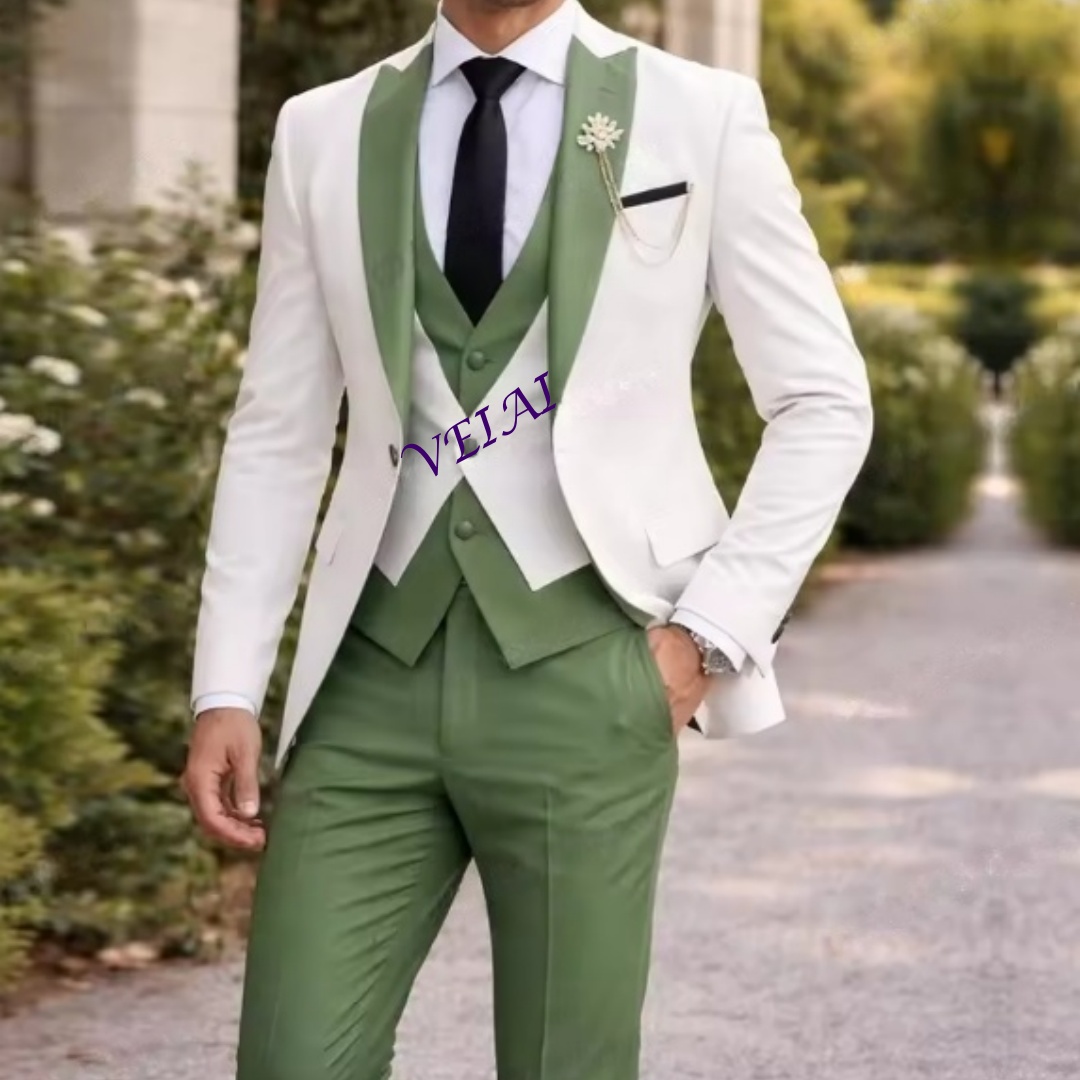 Men Grooming Outfit - CustomizedNew White And Mint Green Formal
