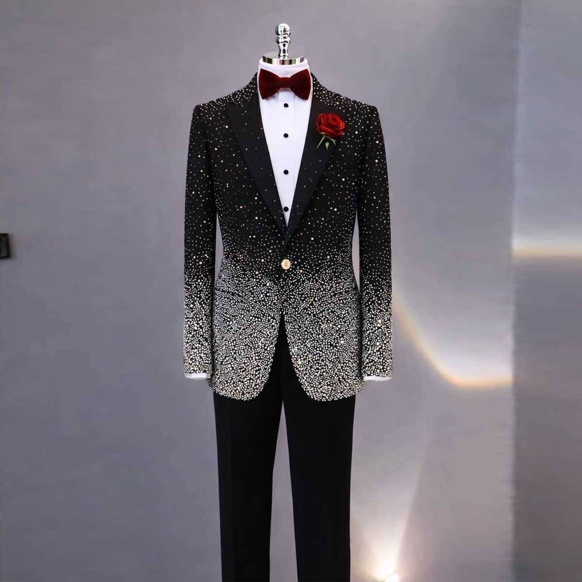Men Grooming Outfit - Handsome Rhinestone Diamond Men Suit 2