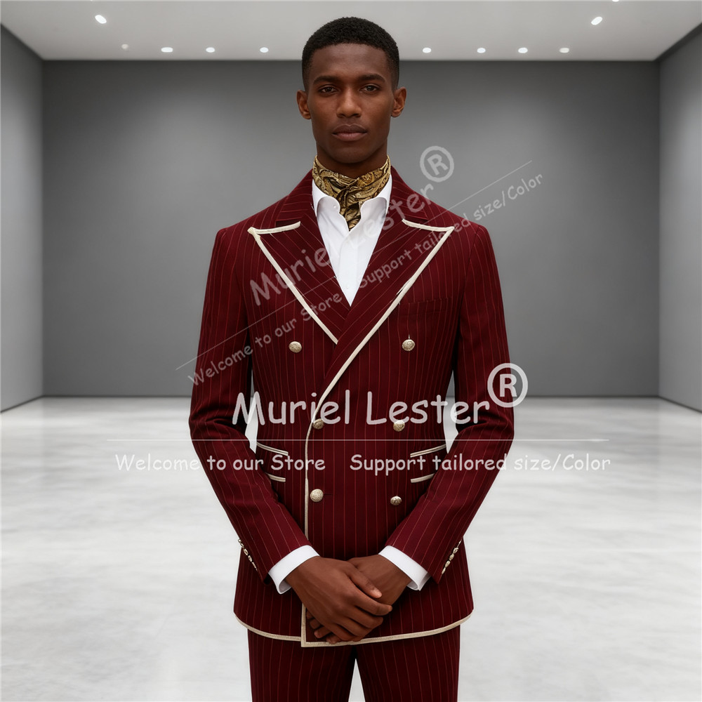 Navy Striped Men Suits Peak La - đánh giá và giá Men Grooming Outfit