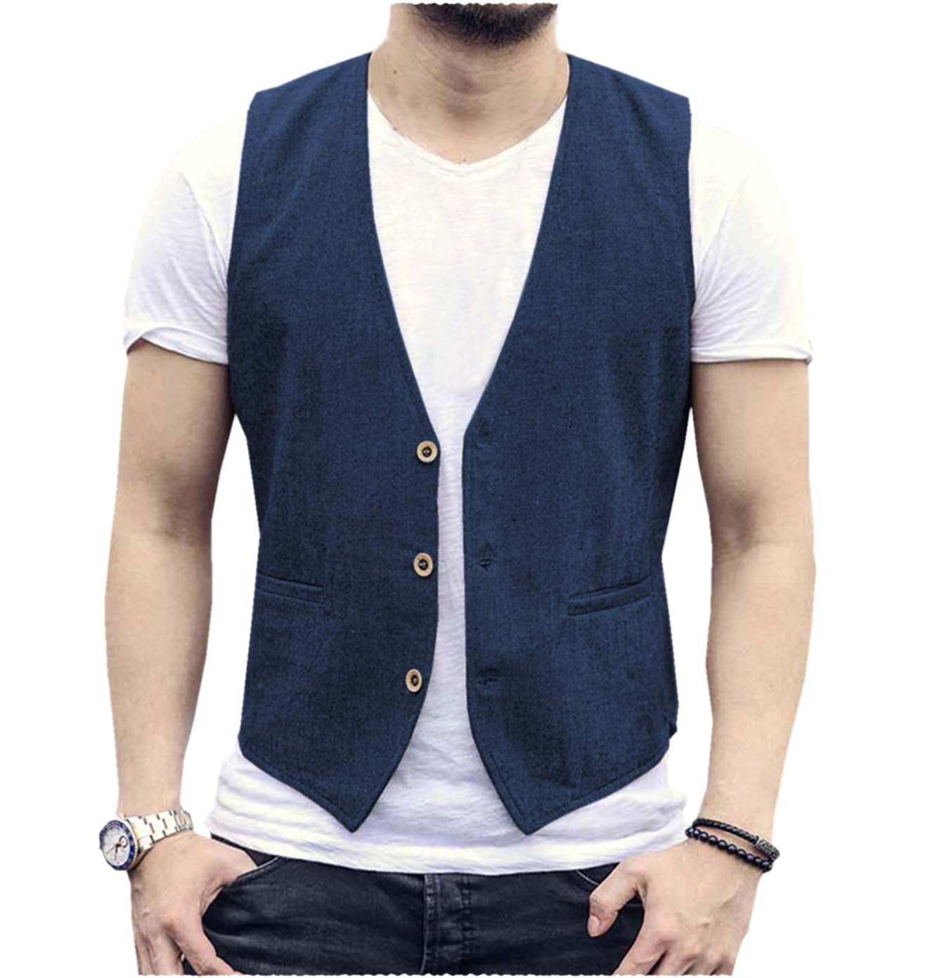 Linen Men Vest Wedding Groom S - đánh giá và giá Men Grooming Outfit