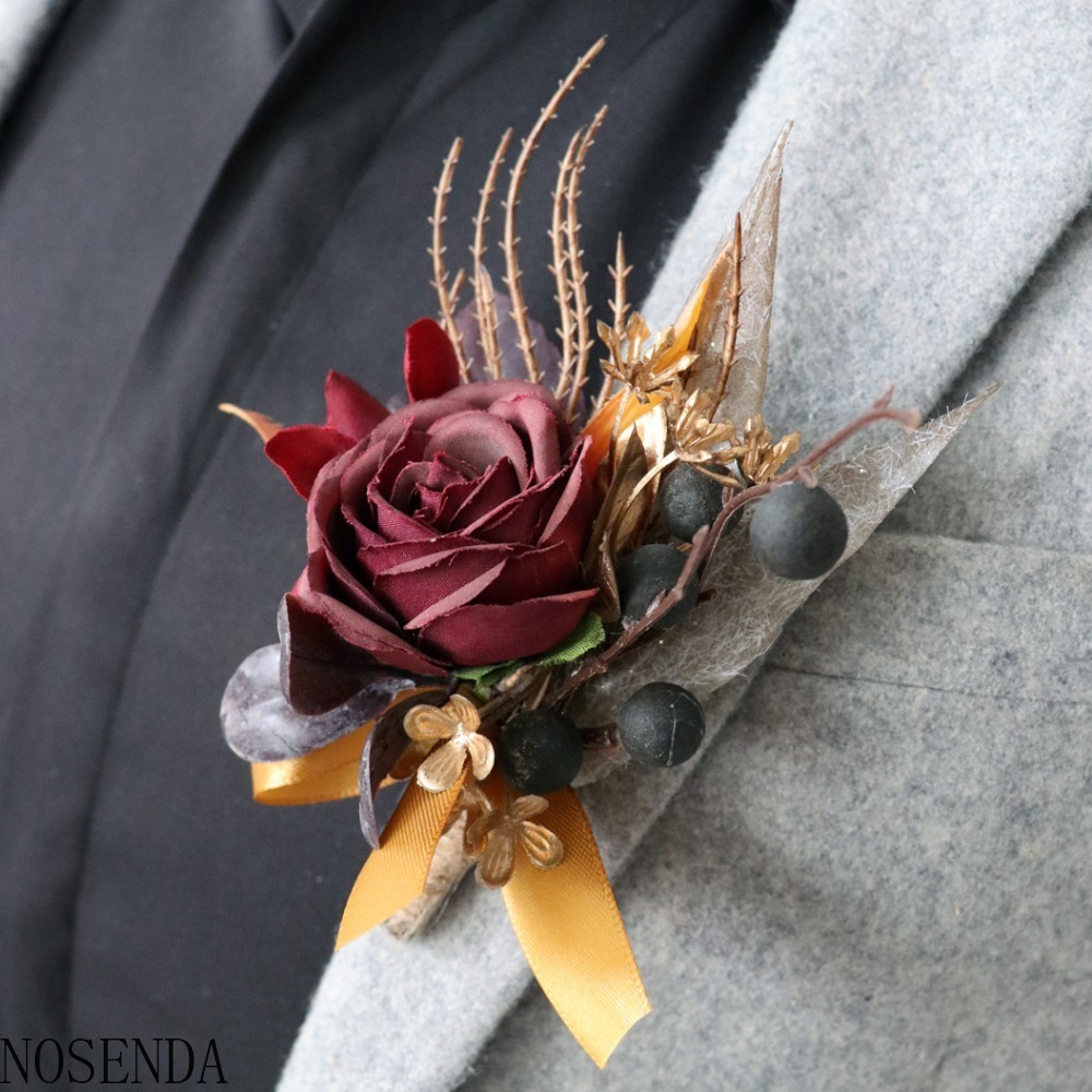 Burgundy Silk Rose Artifical F - đánh giá và giá Men'S Grooming For Marriage